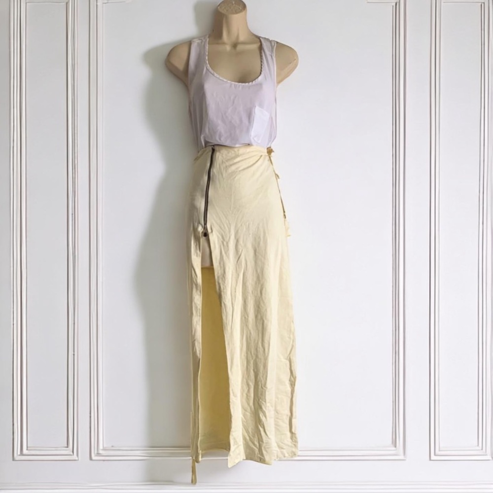 Cream Maxi Skirt with High Slit